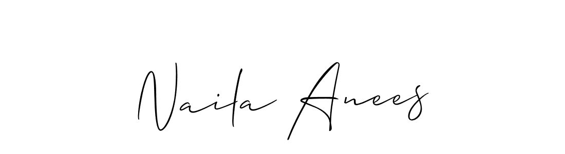 You should practise on your own different ways (Allison_Script) to write your name (Naila Anees) in signature. don't let someone else do it for you. Naila Anees signature style 2 images and pictures png
