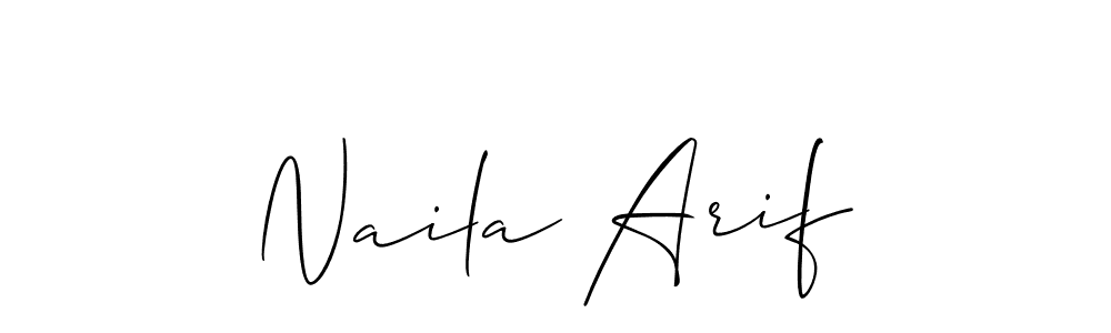 Allison_Script is a professional signature style that is perfect for those who want to add a touch of class to their signature. It is also a great choice for those who want to make their signature more unique. Get Naila Arif name to fancy signature for free. Naila Arif signature style 2 images and pictures png