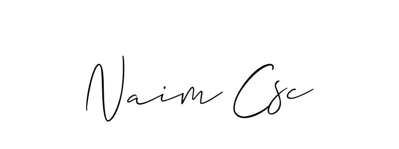 if you are searching for the best signature style for your name Naim Csc. so please give up your signature search. here we have designed multiple signature styles  using Allison_Script. Naim Csc signature style 2 images and pictures png