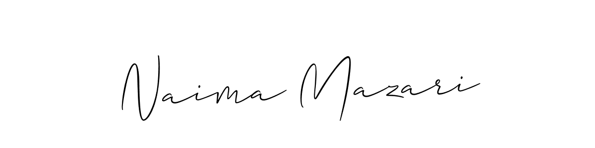 How to make Naima Mazari name signature. Use Allison_Script style for creating short signs online. This is the latest handwritten sign. Naima Mazari signature style 2 images and pictures png