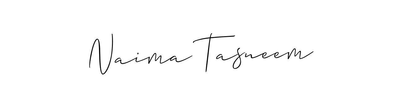 The best way (Allison_Script) to make a short signature is to pick only two or three words in your name. The name Naima Tasneem include a total of six letters. For converting this name. Naima Tasneem signature style 2 images and pictures png