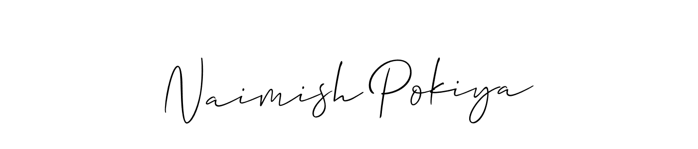 Naimish Pokiya stylish signature style. Best Handwritten Sign (Allison_Script) for my name. Handwritten Signature Collection Ideas for my name Naimish Pokiya. Naimish Pokiya signature style 2 images and pictures png