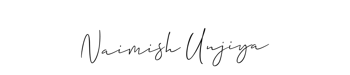 Use a signature maker to create a handwritten signature online. With this signature software, you can design (Allison_Script) your own signature for name Naimish Unjiya. Naimish Unjiya signature style 2 images and pictures png