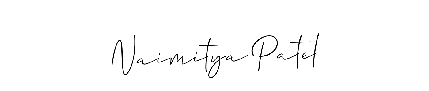 How to make Naimitya Patel name signature. Use Allison_Script style for creating short signs online. This is the latest handwritten sign. Naimitya Patel signature style 2 images and pictures png