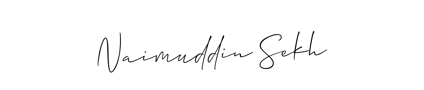 The best way (Allison_Script) to make a short signature is to pick only two or three words in your name. The name Naimuddin Sekh include a total of six letters. For converting this name. Naimuddin Sekh signature style 2 images and pictures png