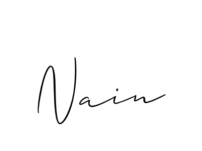 Design your own signature with our free online signature maker. With this signature software, you can create a handwritten (Allison_Script) signature for name Nain. Nain signature style 2 images and pictures png