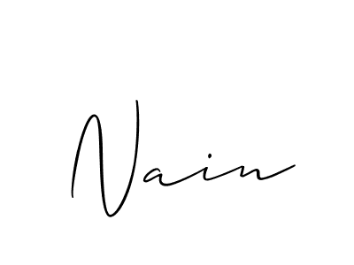 Design your own signature with our free online signature maker. With this signature software, you can create a handwritten (Allison_Script) signature for name Nain. Nain signature style 2 images and pictures png