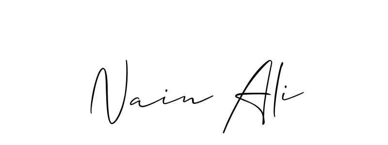 Allison_Script is a professional signature style that is perfect for those who want to add a touch of class to their signature. It is also a great choice for those who want to make their signature more unique. Get Nain Ali name to fancy signature for free. Nain Ali signature style 2 images and pictures png