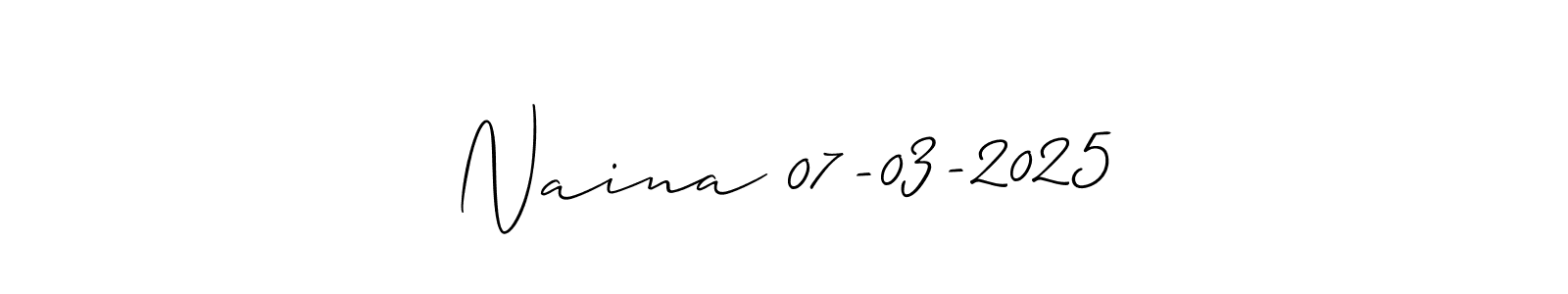 You should practise on your own different ways (Allison_Script) to write your name (Naina 07-03-2025) in signature. don't let someone else do it for you. Naina 07-03-2025 signature style 2 images and pictures png