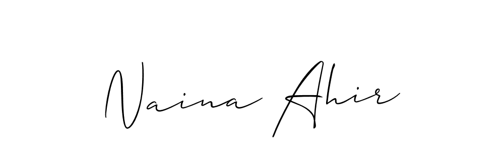 Naina Ahir stylish signature style. Best Handwritten Sign (Allison_Script) for my name. Handwritten Signature Collection Ideas for my name Naina Ahir. Naina Ahir signature style 2 images and pictures png