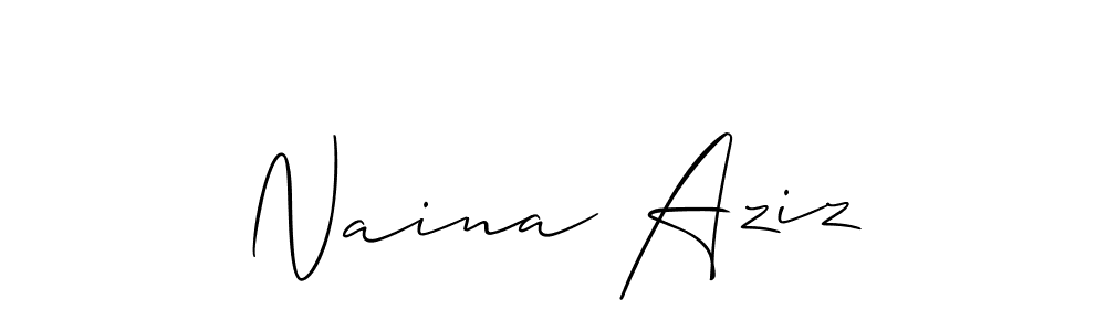 Allison_Script is a professional signature style that is perfect for those who want to add a touch of class to their signature. It is also a great choice for those who want to make their signature more unique. Get Naina Aziz name to fancy signature for free. Naina Aziz signature style 2 images and pictures png