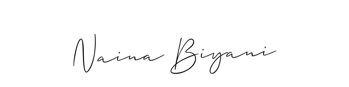 Naina Biyani stylish signature style. Best Handwritten Sign (Allison_Script) for my name. Handwritten Signature Collection Ideas for my name Naina Biyani. Naina Biyani signature style 2 images and pictures png