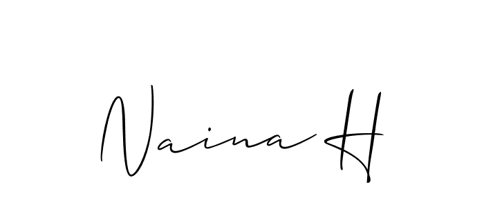 Allison_Script is a professional signature style that is perfect for those who want to add a touch of class to their signature. It is also a great choice for those who want to make their signature more unique. Get Naina H name to fancy signature for free. Naina H signature style 2 images and pictures png