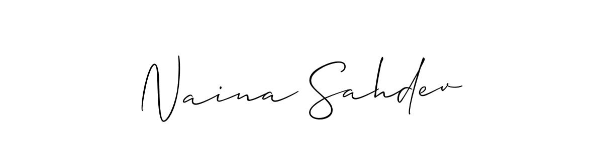 Use a signature maker to create a handwritten signature online. With this signature software, you can design (Allison_Script) your own signature for name Naina Sahdev. Naina Sahdev signature style 2 images and pictures png