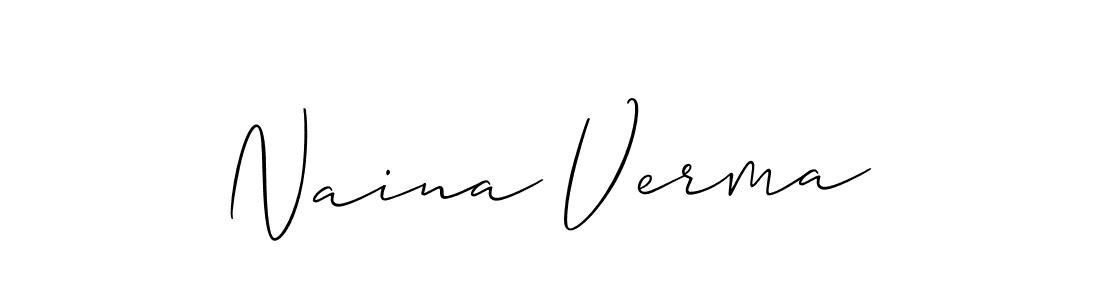 Create a beautiful signature design for name Naina Verma. With this signature (Allison_Script) fonts, you can make a handwritten signature for free. Naina Verma signature style 2 images and pictures png