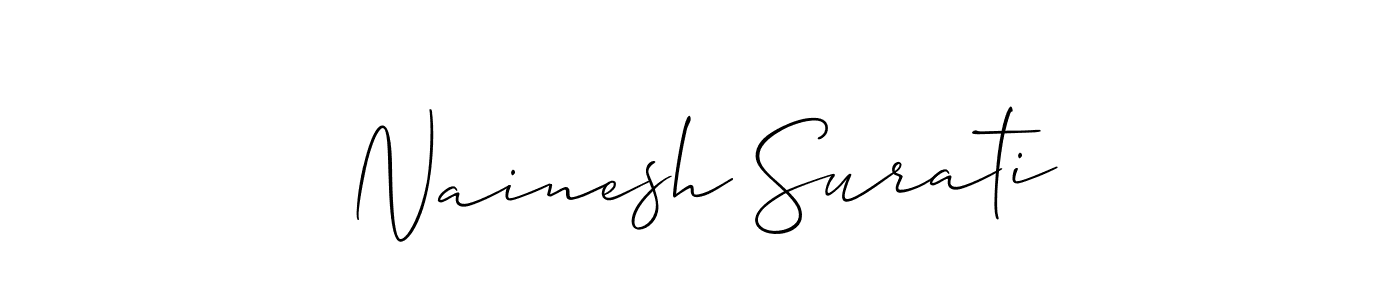This is the best signature style for the Nainesh Surati name. Also you like these signature font (Allison_Script). Mix name signature. Nainesh Surati signature style 2 images and pictures png