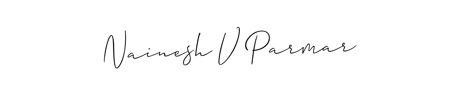 How to make Nainesh V Parmar name signature. Use Allison_Script style for creating short signs online. This is the latest handwritten sign. Nainesh V Parmar signature style 2 images and pictures png