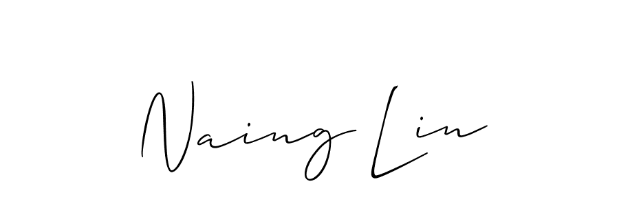 Use a signature maker to create a handwritten signature online. With this signature software, you can design (Allison_Script) your own signature for name Naing Lin. Naing Lin signature style 2 images and pictures png