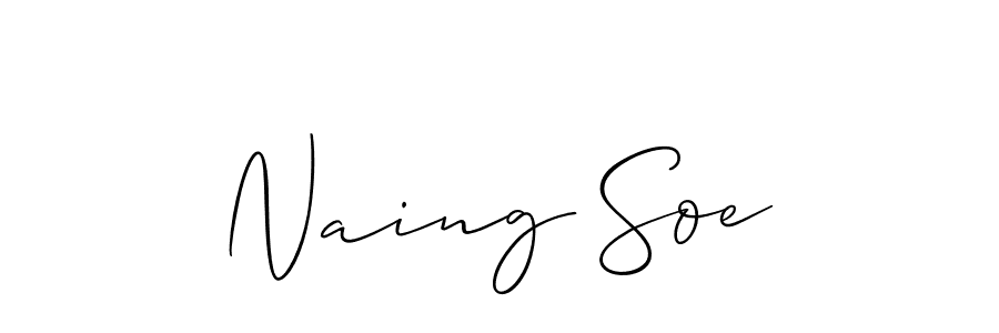 Use a signature maker to create a handwritten signature online. With this signature software, you can design (Allison_Script) your own signature for name Naing Soe. Naing Soe signature style 2 images and pictures png