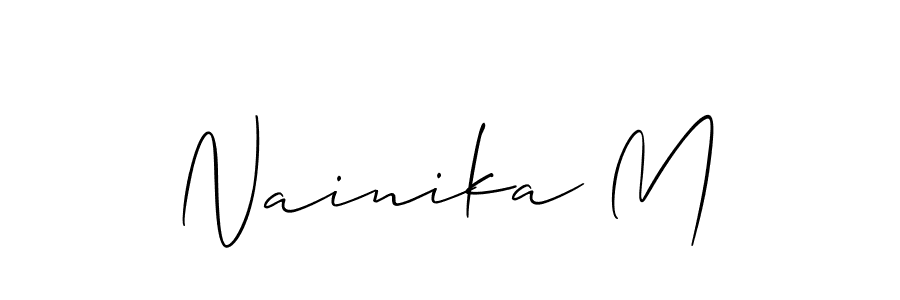 Nainika M stylish signature style. Best Handwritten Sign (Allison_Script) for my name. Handwritten Signature Collection Ideas for my name Nainika M. Nainika M signature style 2 images and pictures png