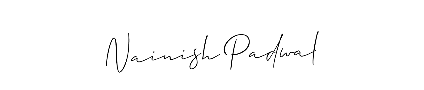 if you are searching for the best signature style for your name Nainish Padwal. so please give up your signature search. here we have designed multiple signature styles  using Allison_Script. Nainish Padwal signature style 2 images and pictures png