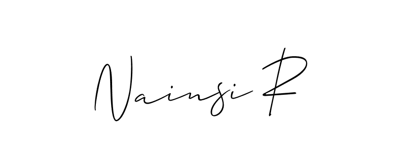 Create a beautiful signature design for name Nainsi R. With this signature (Allison_Script) fonts, you can make a handwritten signature for free. Nainsi R signature style 2 images and pictures png