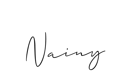 The best way (Allison_Script) to make a short signature is to pick only two or three words in your name. The name Nainy include a total of six letters. For converting this name. Nainy signature style 2 images and pictures png