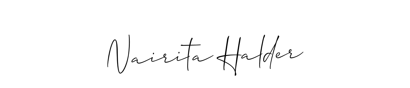 This is the best signature style for the Nairita Halder name. Also you like these signature font (Allison_Script). Mix name signature. Nairita Halder signature style 2 images and pictures png