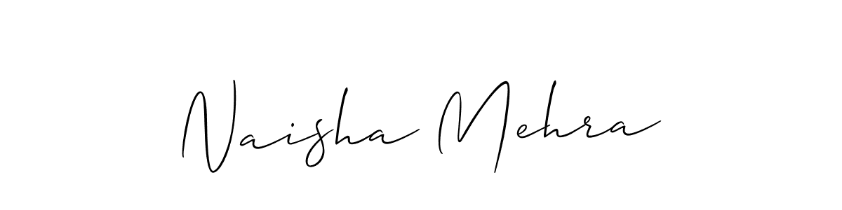 Use a signature maker to create a handwritten signature online. With this signature software, you can design (Allison_Script) your own signature for name Naisha Mehra. Naisha Mehra signature style 2 images and pictures png