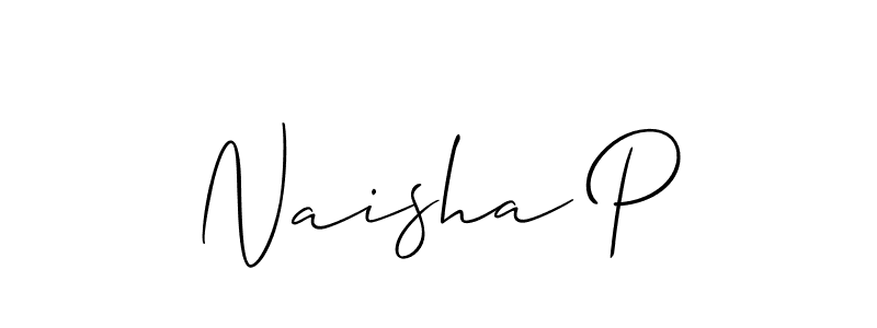 Similarly Allison_Script is the best handwritten signature design. Signature creator online .You can use it as an online autograph creator for name Naisha P. Naisha P signature style 2 images and pictures png