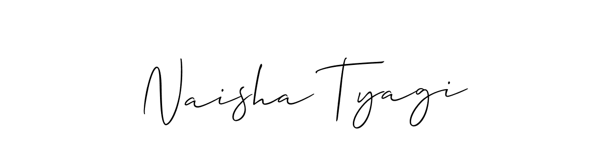 The best way (Allison_Script) to make a short signature is to pick only two or three words in your name. The name Naisha Tyagi include a total of six letters. For converting this name. Naisha Tyagi signature style 2 images and pictures png