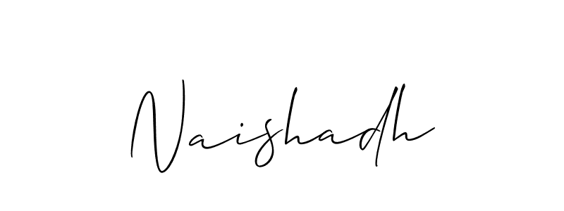The best way (Allison_Script) to make a short signature is to pick only two or three words in your name. The name Naishadh include a total of six letters. For converting this name. Naishadh signature style 2 images and pictures png
