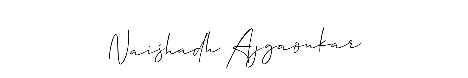 Allison_Script is a professional signature style that is perfect for those who want to add a touch of class to their signature. It is also a great choice for those who want to make their signature more unique. Get Naishadh Ajgaonkar name to fancy signature for free. Naishadh Ajgaonkar signature style 2 images and pictures png