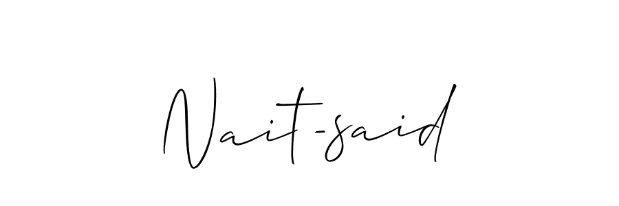 The best way (Allison_Script) to make a short signature is to pick only two or three words in your name. The name Nait-said include a total of six letters. For converting this name. Nait-said signature style 2 images and pictures png