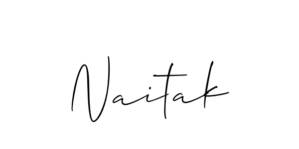 Allison_Script is a professional signature style that is perfect for those who want to add a touch of class to their signature. It is also a great choice for those who want to make their signature more unique. Get Naitak name to fancy signature for free. Naitak signature style 2 images and pictures png