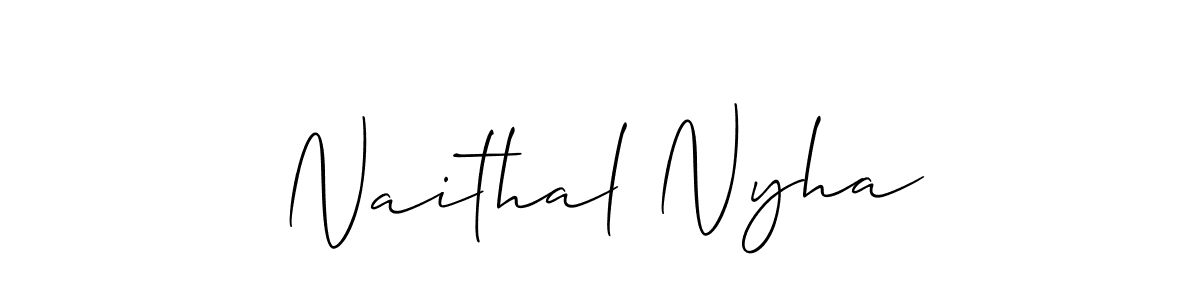 Allison_Script is a professional signature style that is perfect for those who want to add a touch of class to their signature. It is also a great choice for those who want to make their signature more unique. Get Naithal Nyha name to fancy signature for free. Naithal Nyha signature style 2 images and pictures png