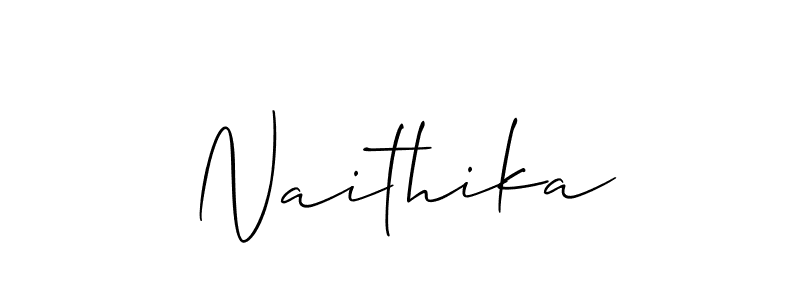 Use a signature maker to create a handwritten signature online. With this signature software, you can design (Allison_Script) your own signature for name Naithika. Naithika signature style 2 images and pictures png