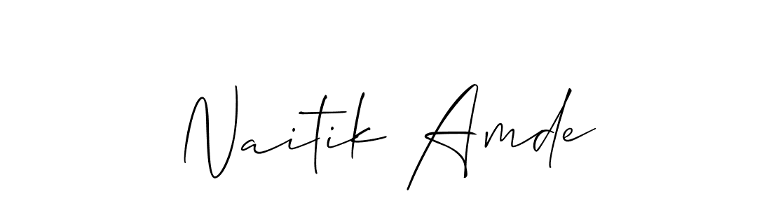 Create a beautiful signature design for name Naitik Amde. With this signature (Allison_Script) fonts, you can make a handwritten signature for free. Naitik Amde signature style 2 images and pictures png