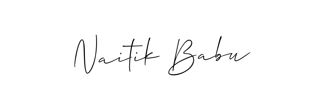 The best way (Allison_Script) to make a short signature is to pick only two or three words in your name. The name Naitik Babu include a total of six letters. For converting this name. Naitik Babu signature style 2 images and pictures png
