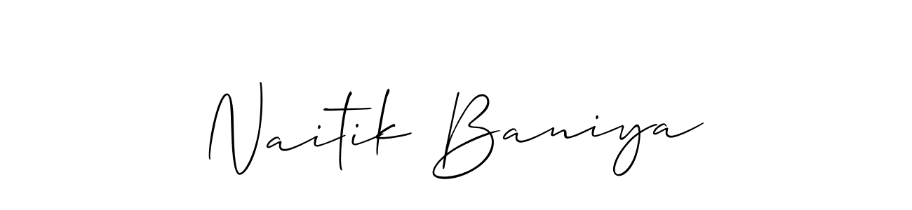 if you are searching for the best signature style for your name Naitik Baniya. so please give up your signature search. here we have designed multiple signature styles  using Allison_Script. Naitik Baniya signature style 2 images and pictures png