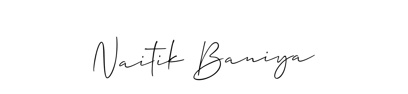 Also You can easily find your signature by using the search form. We will create Naitik Baniya name handwritten signature images for you free of cost using Allison_Script sign style. Naitik Baniya signature style 2 images and pictures png