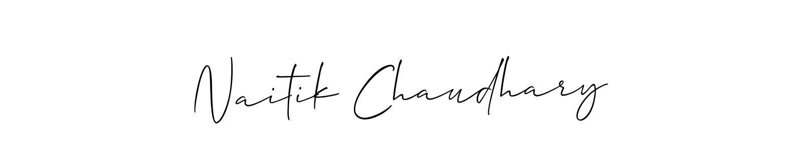 Make a short Naitik Chaudhary signature style. Manage your documents anywhere anytime using Allison_Script. Create and add eSignatures, submit forms, share and send files easily. Naitik Chaudhary signature style 2 images and pictures png