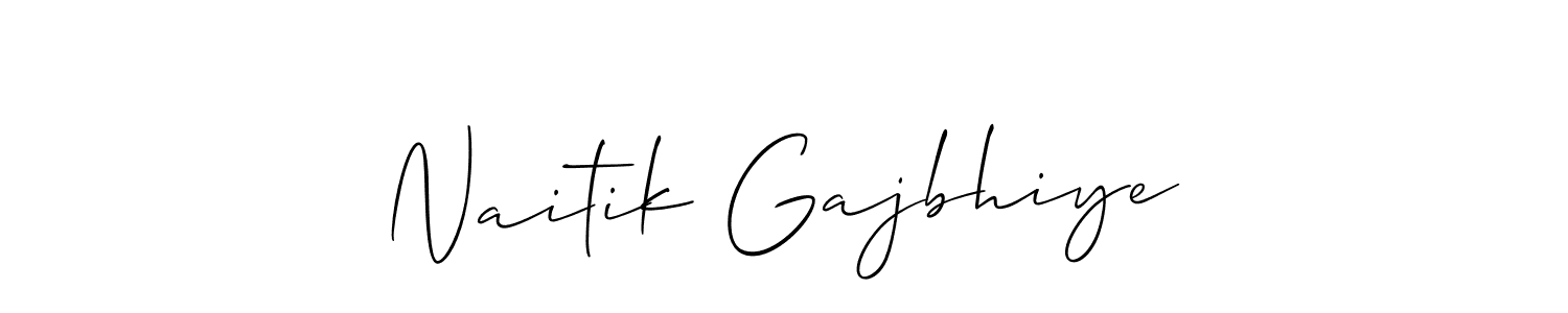 The best way (Allison_Script) to make a short signature is to pick only two or three words in your name. The name Naitik Gajbhiye include a total of six letters. For converting this name. Naitik Gajbhiye signature style 2 images and pictures png