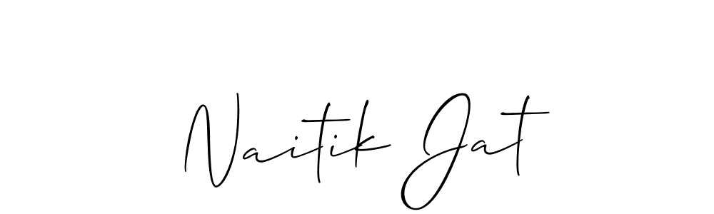The best way (Allison_Script) to make a short signature is to pick only two or three words in your name. The name Naitik Jat include a total of six letters. For converting this name. Naitik Jat signature style 2 images and pictures png