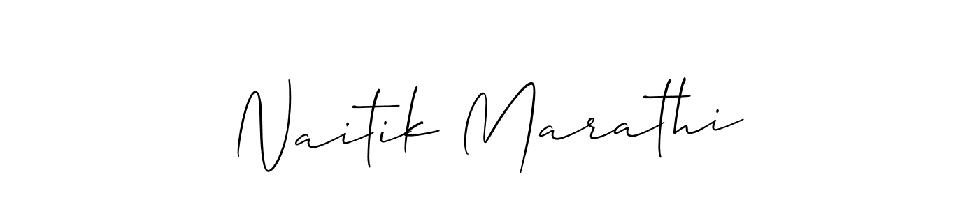 Design your own signature with our free online signature maker. With this signature software, you can create a handwritten (Allison_Script) signature for name Naitik Marathi. Naitik Marathi signature style 2 images and pictures png