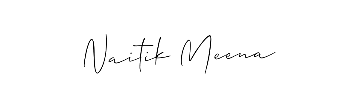 The best way (Allison_Script) to make a short signature is to pick only two or three words in your name. The name Naitik Meena include a total of six letters. For converting this name. Naitik Meena signature style 2 images and pictures png