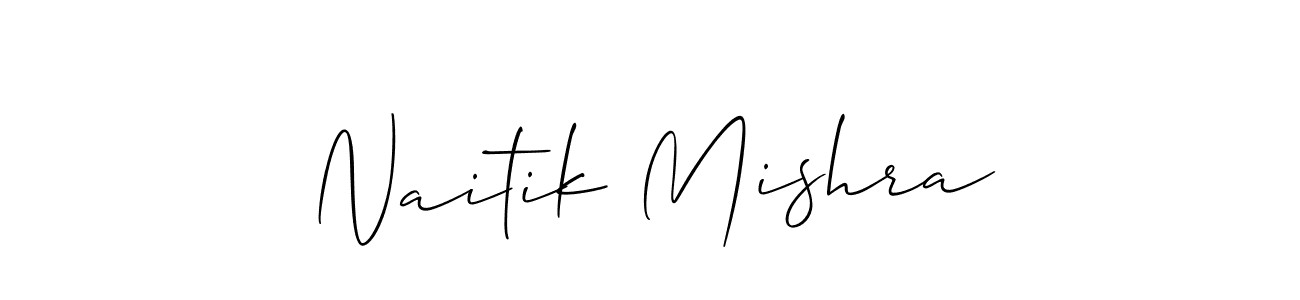 The best way (Allison_Script) to make a short signature is to pick only two or three words in your name. The name Naitik Mishra include a total of six letters. For converting this name. Naitik Mishra signature style 2 images and pictures png