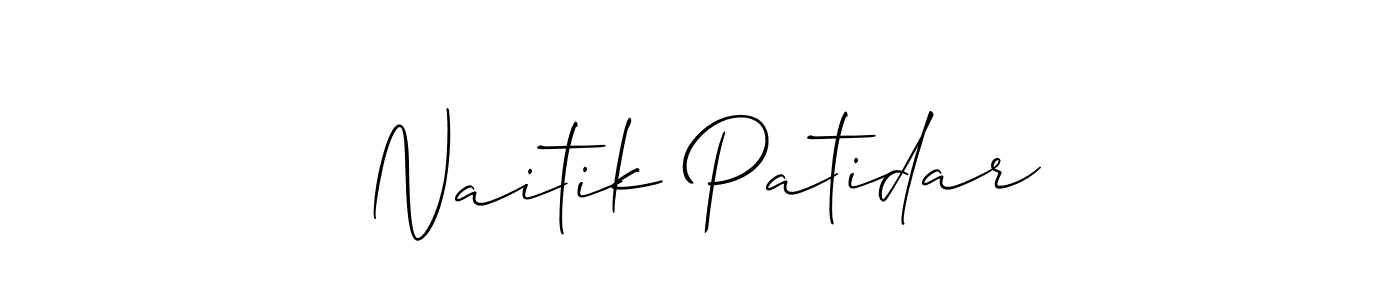 Also You can easily find your signature by using the search form. We will create Naitik Patidar name handwritten signature images for you free of cost using Allison_Script sign style. Naitik Patidar signature style 2 images and pictures png