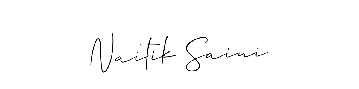Make a short Naitik Saini signature style. Manage your documents anywhere anytime using Allison_Script. Create and add eSignatures, submit forms, share and send files easily. Naitik Saini signature style 2 images and pictures png