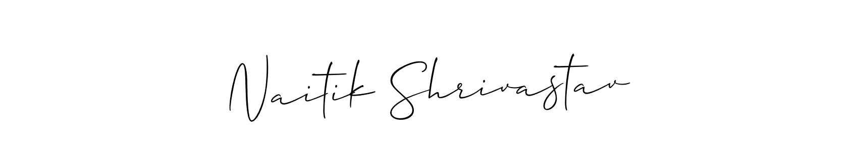 Similarly Allison_Script is the best handwritten signature design. Signature creator online .You can use it as an online autograph creator for name Naitik Shrivastav. Naitik Shrivastav signature style 2 images and pictures png